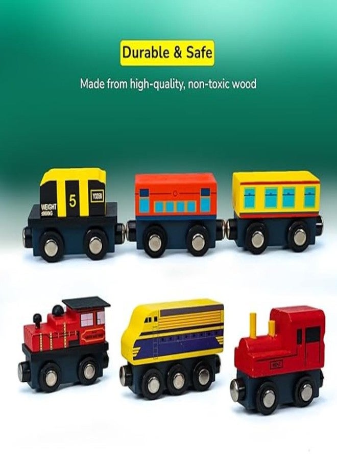 SubiMouIQ 4 PCS Wooden Train Cars, Train Toys Magnetic Set Includes 4 Compartments and Engine, Toy Train Sets for Kids Toddler Boys and Girls, Best Birthday Gift for Kids - Image 4